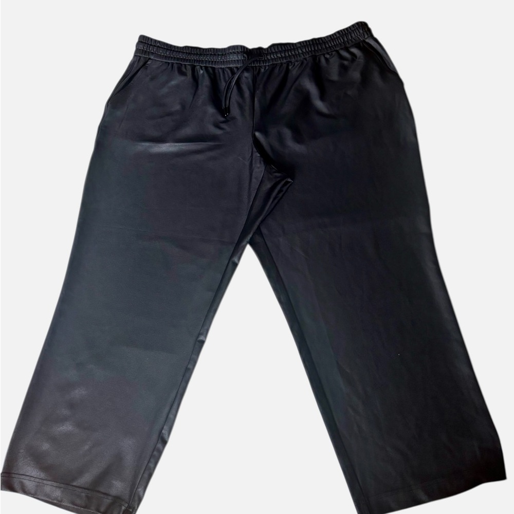Nicole Miller Black Soft Faux Leather Joggers